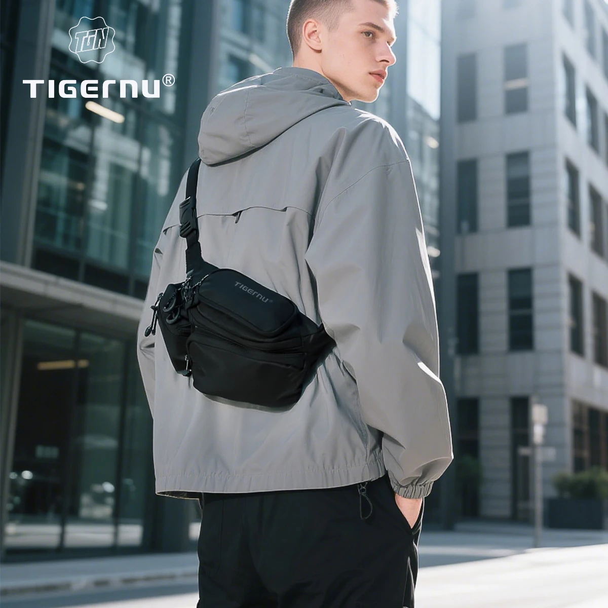 Tigernu Chest Bags For Men Sports Fanny Pack Oxford Waist Bags Men's Breasts Tactical Shoulder Bags Outdoor Sling Bags Belt Bag