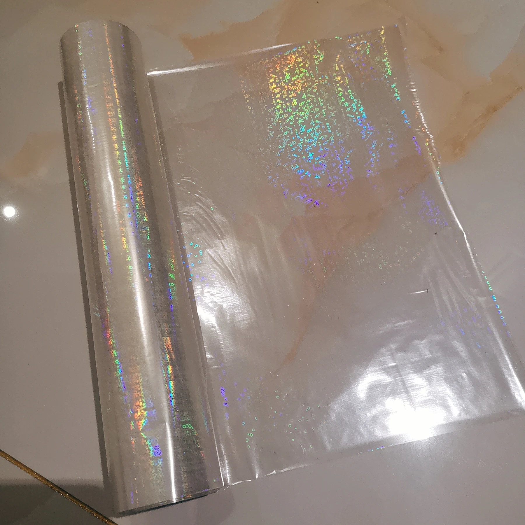 A3 Size Holographic Plain Transparent Hot Stamping Foil On Paper or Plastic 32cm X 120m/Lot DIY Package Box