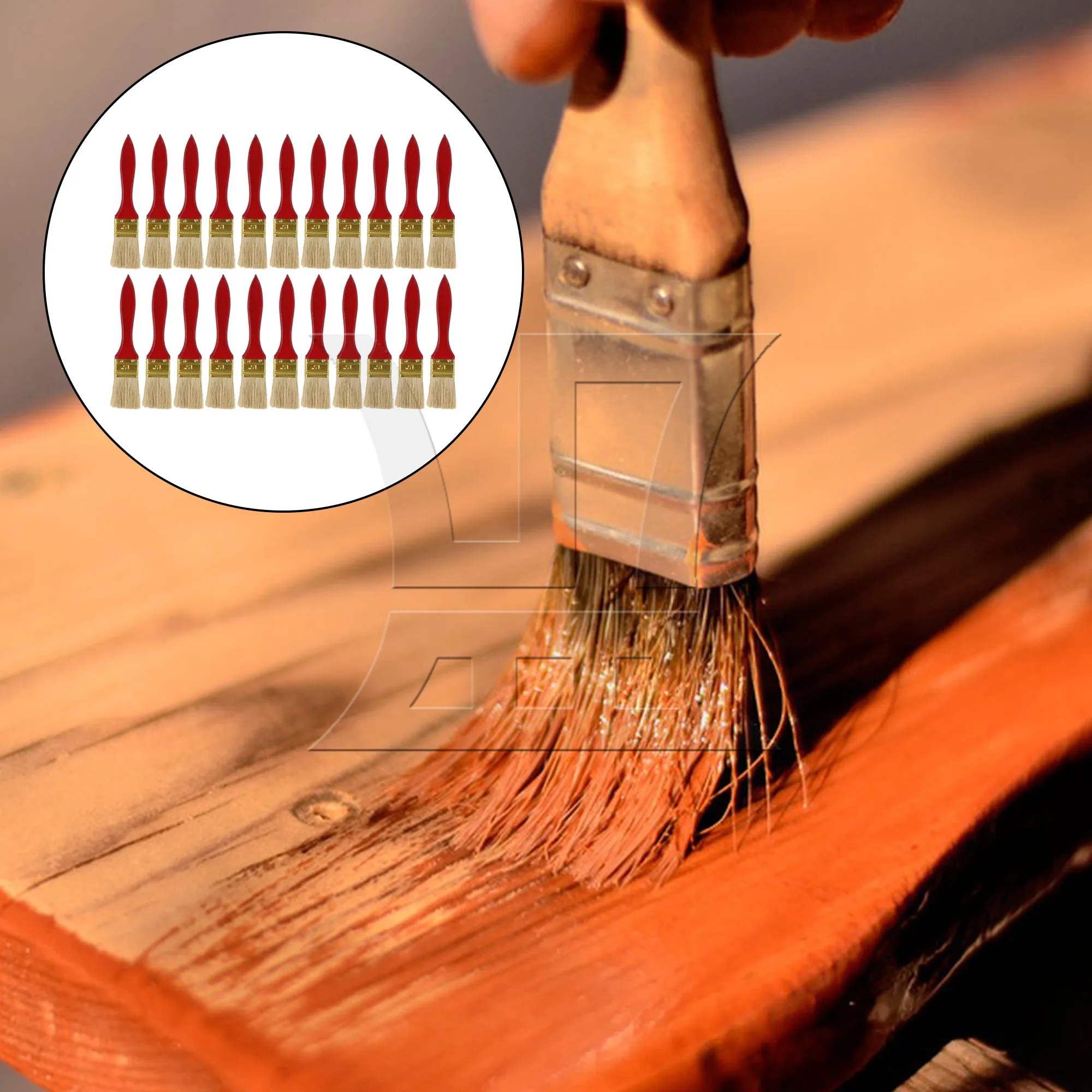 22 Pcs Flat Paint Brush w/ Redwood Color Handle for Window Frames 1.5