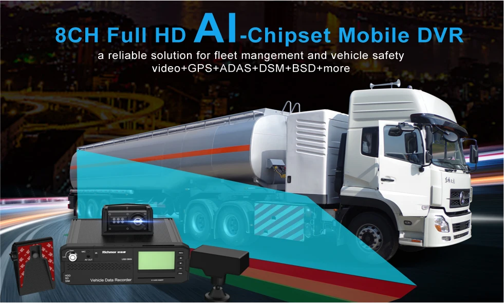 New AI 8CH/6ch 1080p H.265 MDVR Driver Fatigue 4G GPS WIFI AHD AI ADAS DMS BSD SP5I RICHMOR Car Video Recorder for Bus Truck