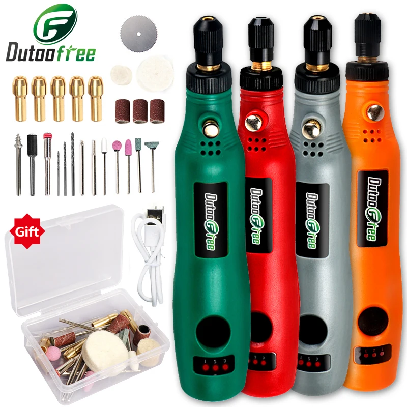 Mini Broca sem Fio Elétrica Carving Caneta Velocidade Variável Usb sem Fio Broca Kit Ferramentas Rotativas Gravador Caneta para Moagem Polimento