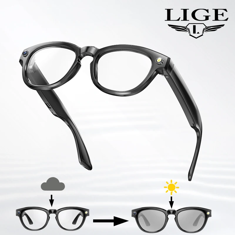 AI Smart Glasses Recording Videos Photo Recognition Answer Translation 260mAh Battery Waterproof Bluetooth Color Change Glasses