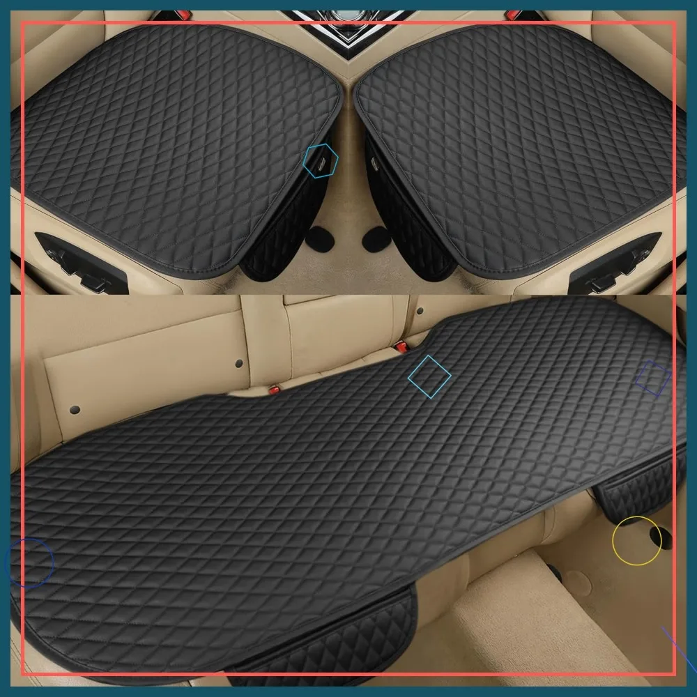 

Universal PU Leather Car Seat Covers, Front and Rear Set, Waterproof & Non-Slip for Most Vehicles