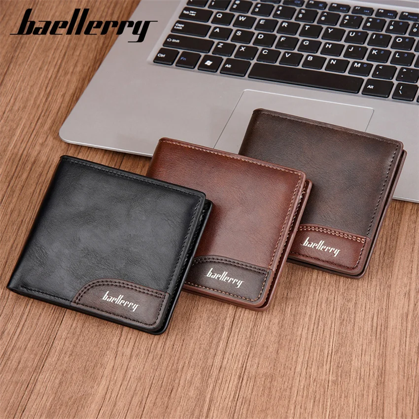 Vintage Hash Short Men Wallet Zipper PU Leather Luxury Wallets Man Business Purse Coin Bag Bifold Card Holder Mini Purses