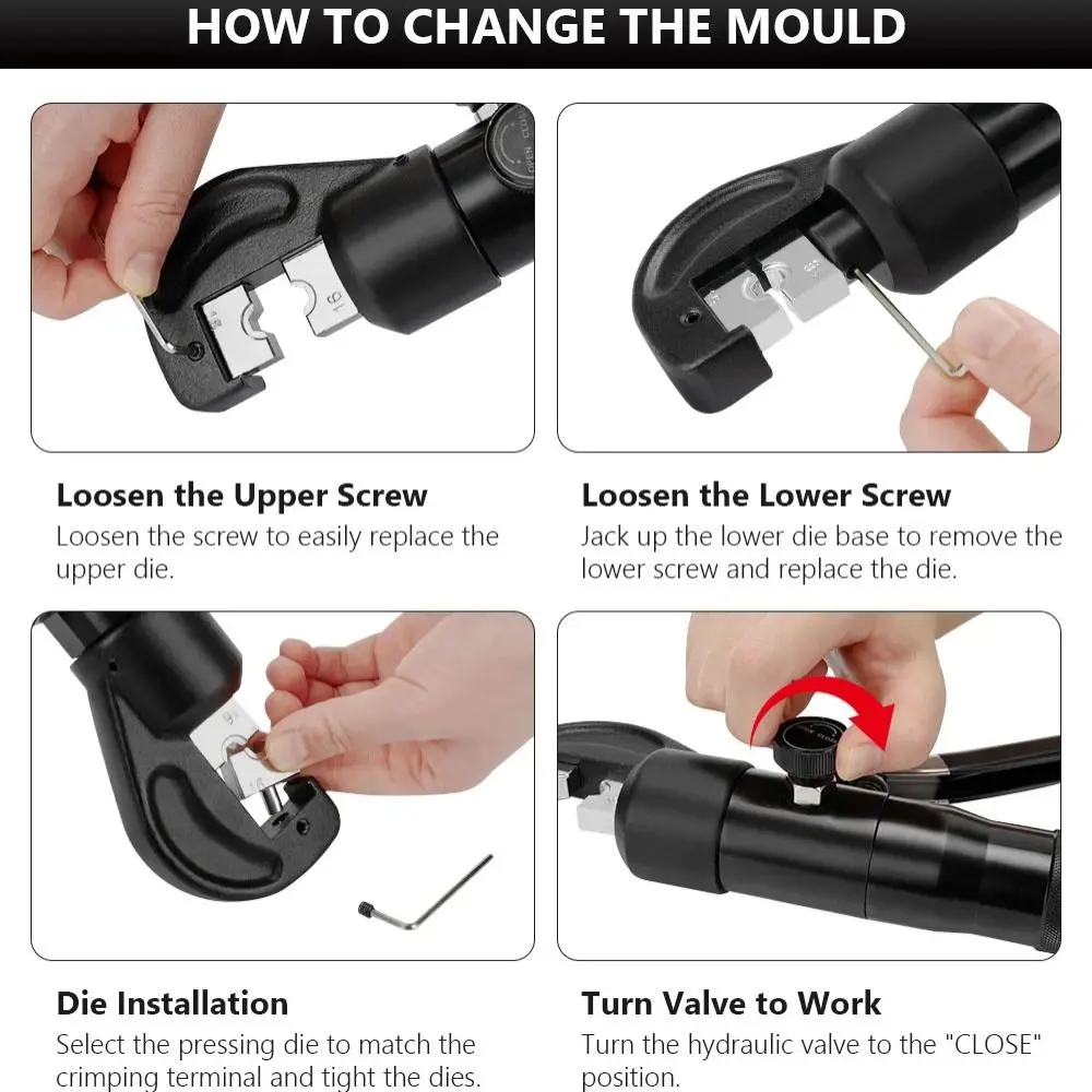 

Prevent Oil Leakage Hydraulic Crimper Terminal Ergonomic Handle Wire Battery Cable Crimper Tight Crimping Alloy Steel