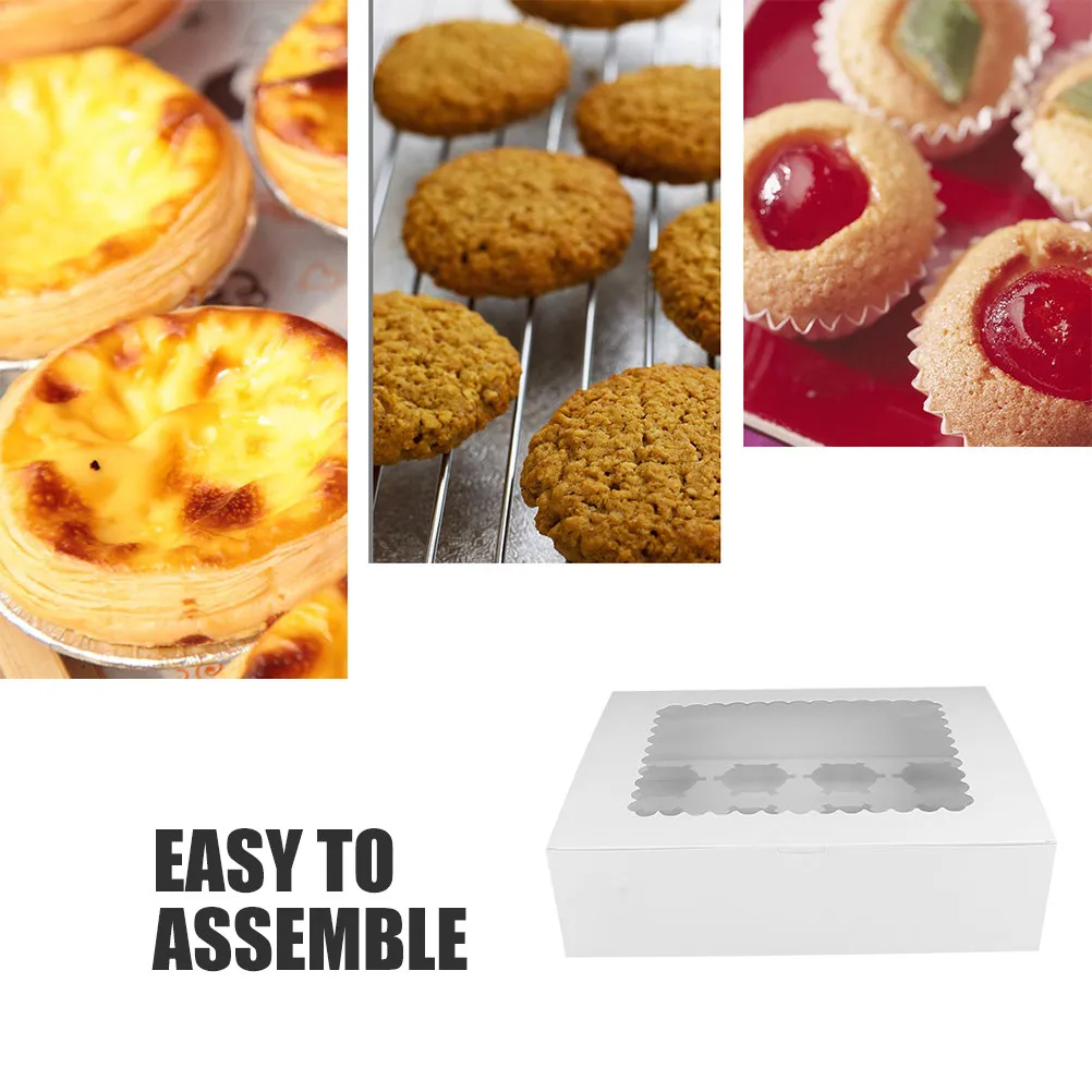 4Pcs Cupcake Box 12 Count Mini Cake Boxes Dessert Container Set for Party Favors Storage and Easy Transport Cupcake Box