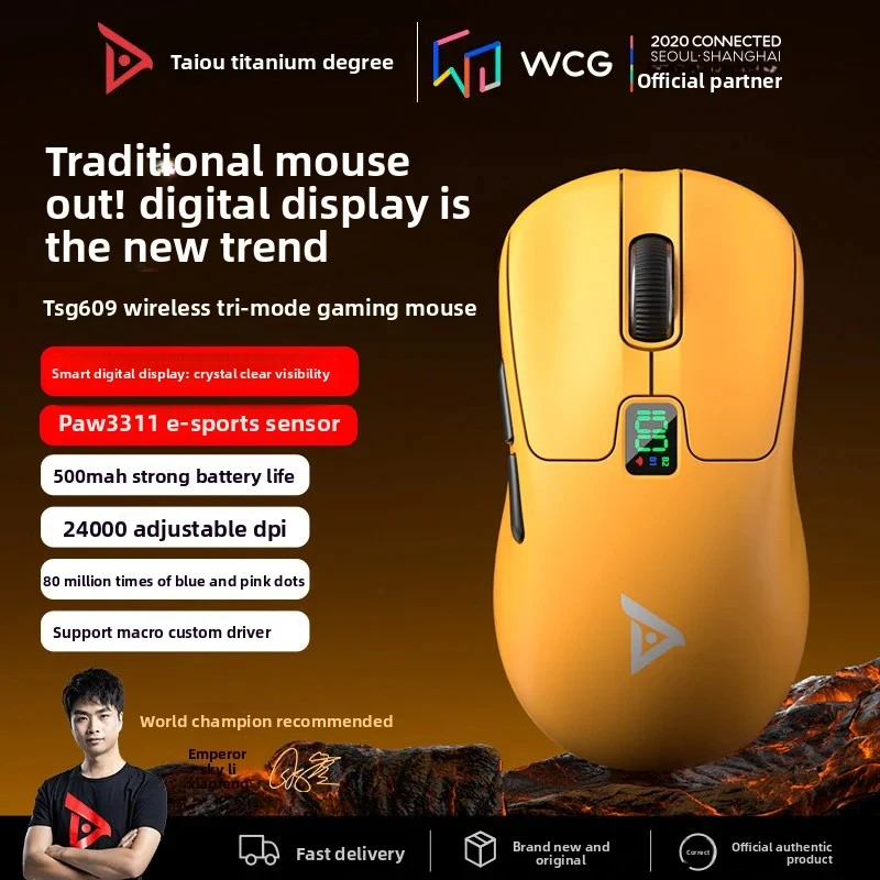 Taidu TSG609 Mouse 3Mode  Wireless Bluetooth Mouse Digital Smart Display Gamer MouseLightweight  Long Battery Life Office Mouses