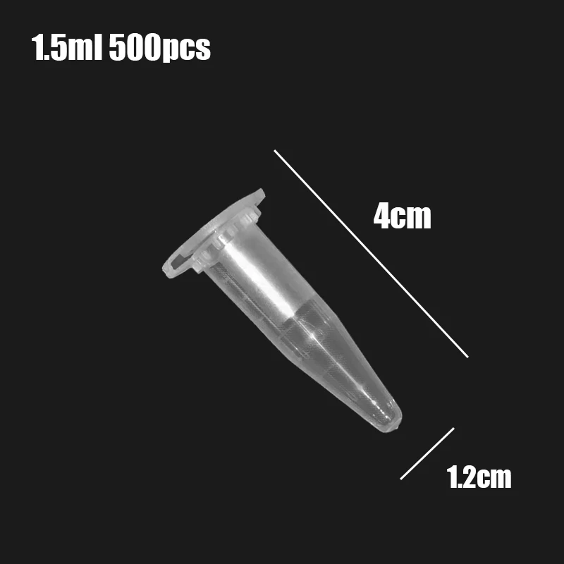 Microtubes Centrifuge Tube 1.5ml 500PCS Transparent Laboratory EP Centrifugal PCR Tube  Bottom Tip Seal Package