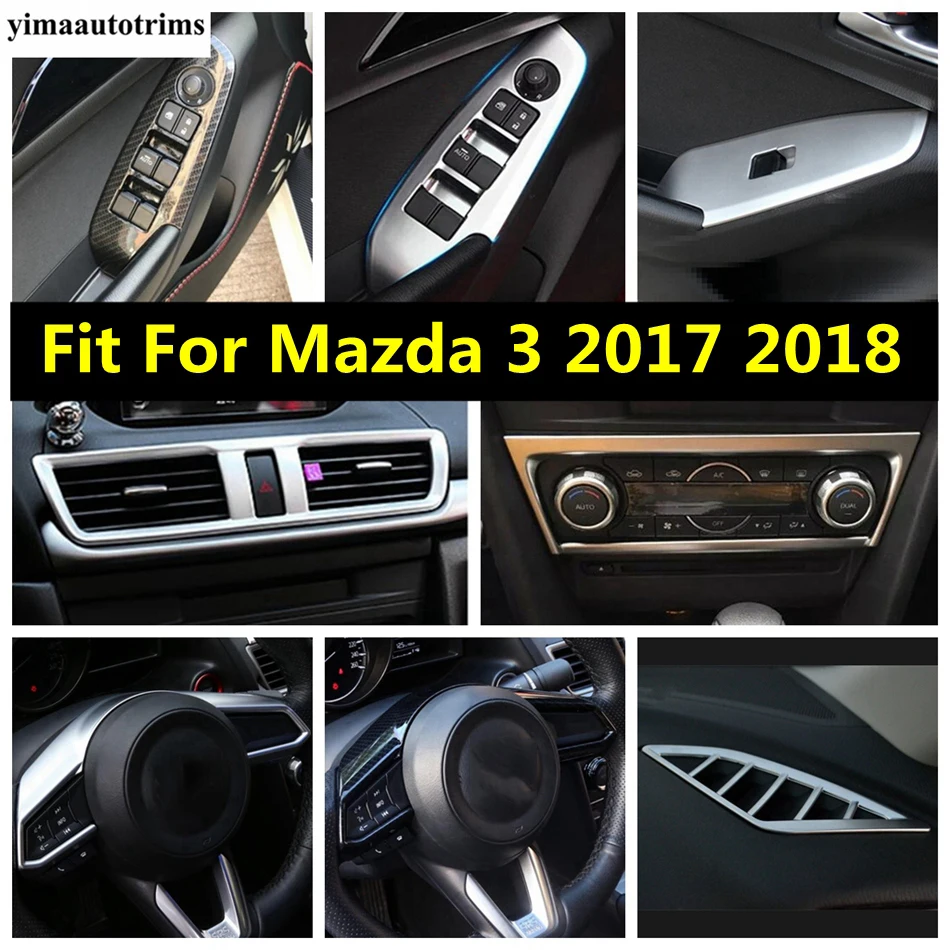 

Window Lift Handle Bowl Dashboard Air AC Vent Gear Shift Cover Trim ABS Carbon Fiber / Matte Accessories For Mazda 3 2017 2018