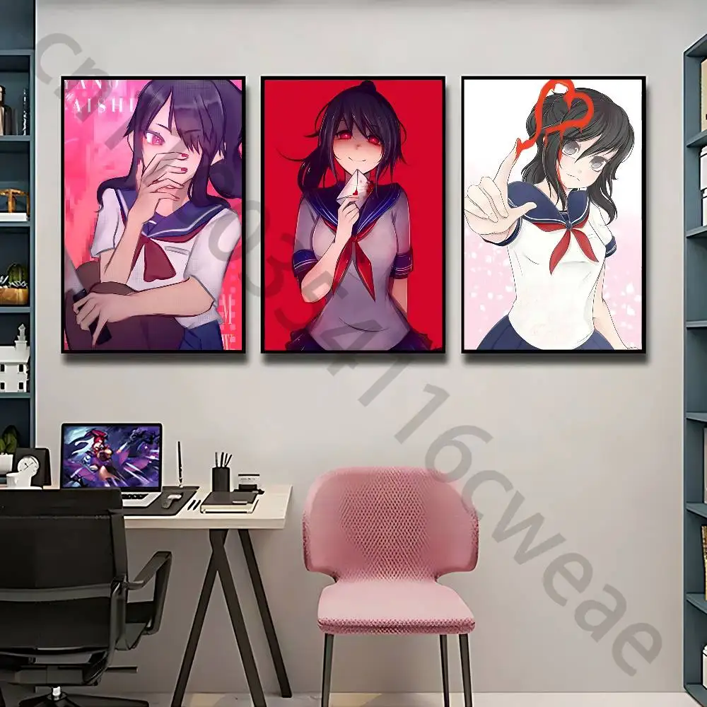 Yandere S-Simulator Ayano Aishi Wall Art Poster Print Wall Decor for Living Room Bedroom Home Decoration