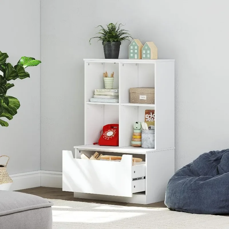 Libreria per bambini e Organizer per riporre i giocattoli, libreria per bambini con Cubbies, ripiano in legno regolabile con cassetto per camera da letto