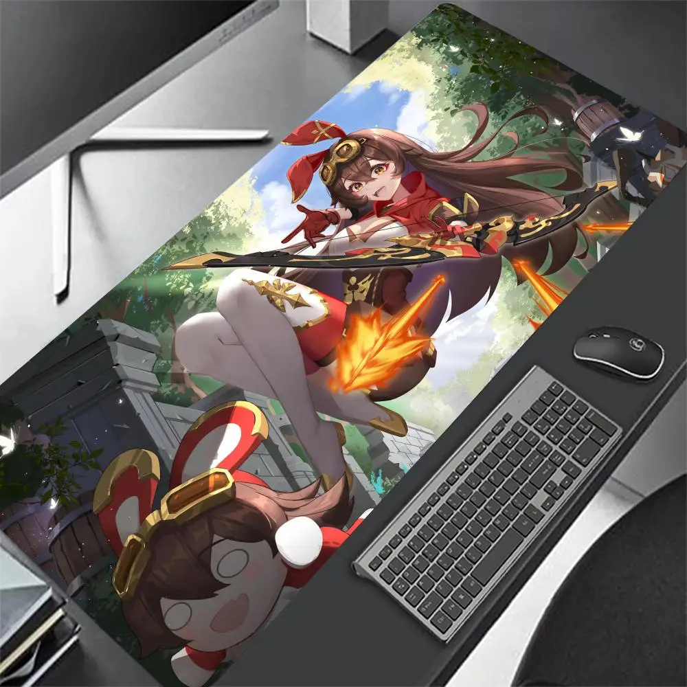 Amber Genshin Impact Anime Mousepad Large Gaming Mouse Pad LockEdge Thickened Computer Keyboard Table Desk Mat