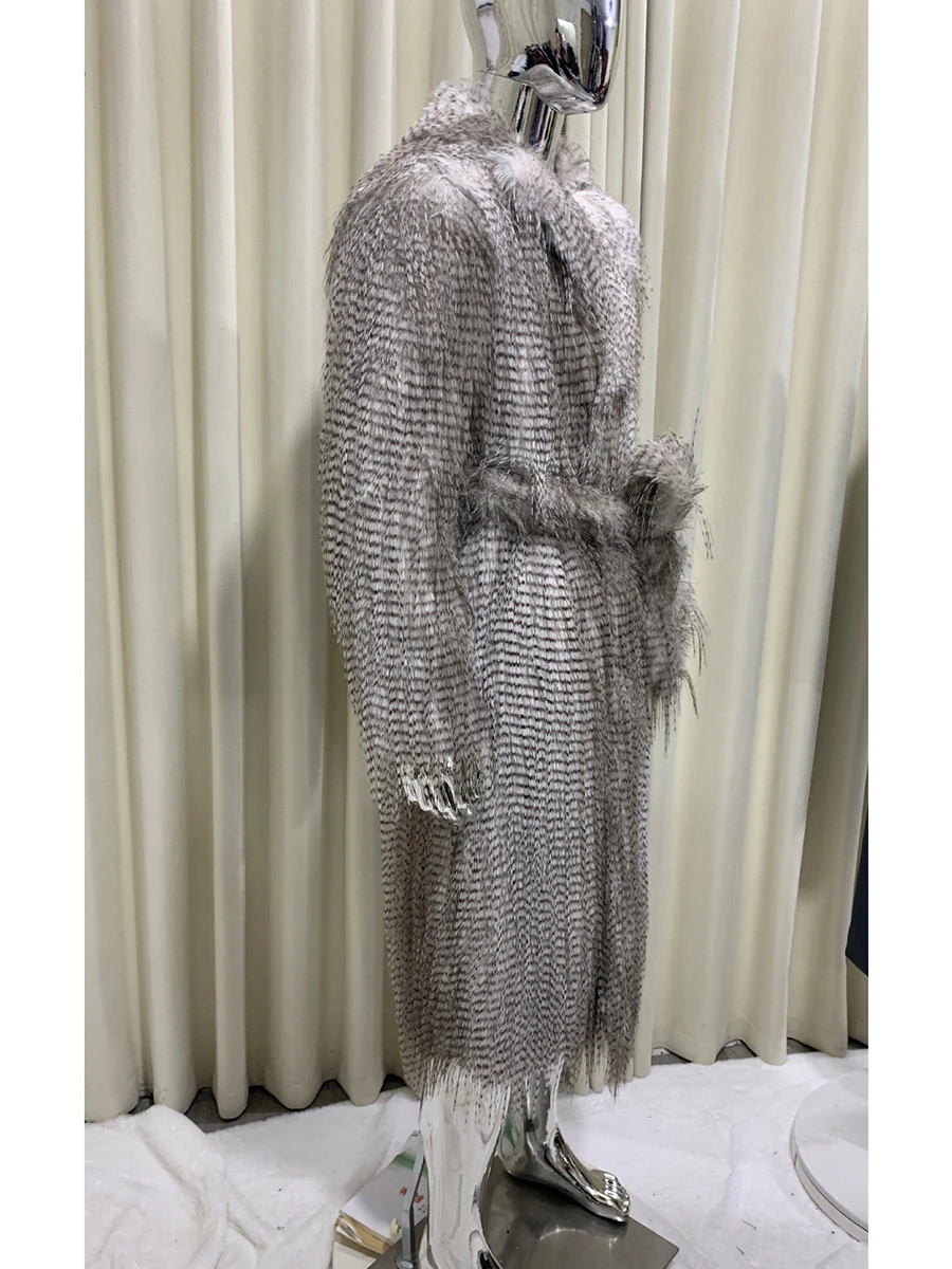 Herbst Winter Bunte Dicke Warme Haarige Shaggy Weiche Faux Pelzmantel Männer Schärpen Luxus Designer Emo Kleidung Flauschigen Mantel 2025