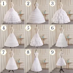 6-Hoops Underskirt Women Petticoat Wedding Dress Pleated Crinoline White a Line Floor Length Under Skirt Cancan Pettidresses