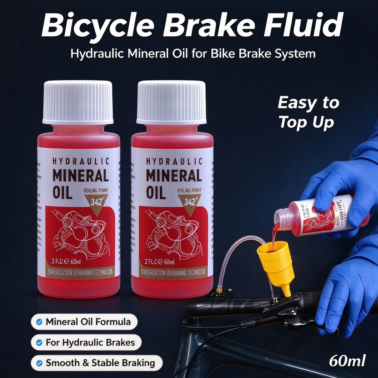 60ML Bicycle Brake Mineral Oil System Fluid Cycling Mountain Bike Hydraulic Disc Brake Oil Fluid Professionally Oiled Piston
