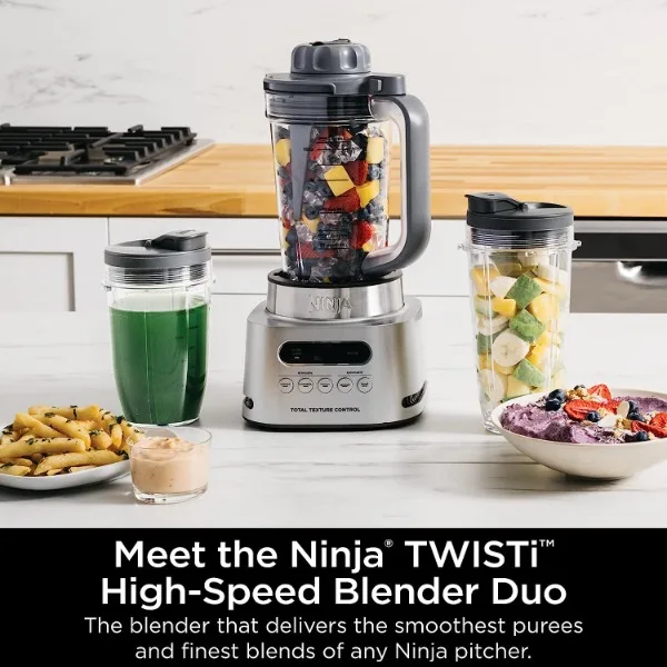 Ninja SS151 TWISTi Blender DUO, High-Speed 1600 WP Smoothie Maker & Nutrient Extractor* 5 Functions Smoothie