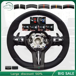 Half suede with black furry return label Dry carbon baked paint black button frame M Performance Steering wheel For BMW F30 F10
