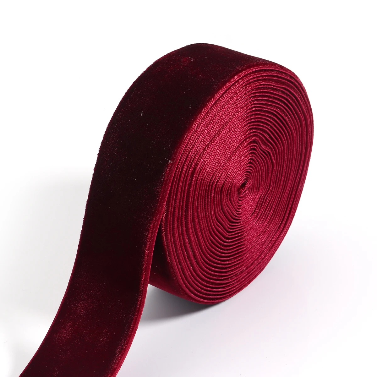 5-10 Yards/Rolle Samtbänder Schwarz Weinrot Farbe Single Face Beflockung Gurtband für DIY Weihnachten Handwerk Verpackung Dekoration – Detail 13