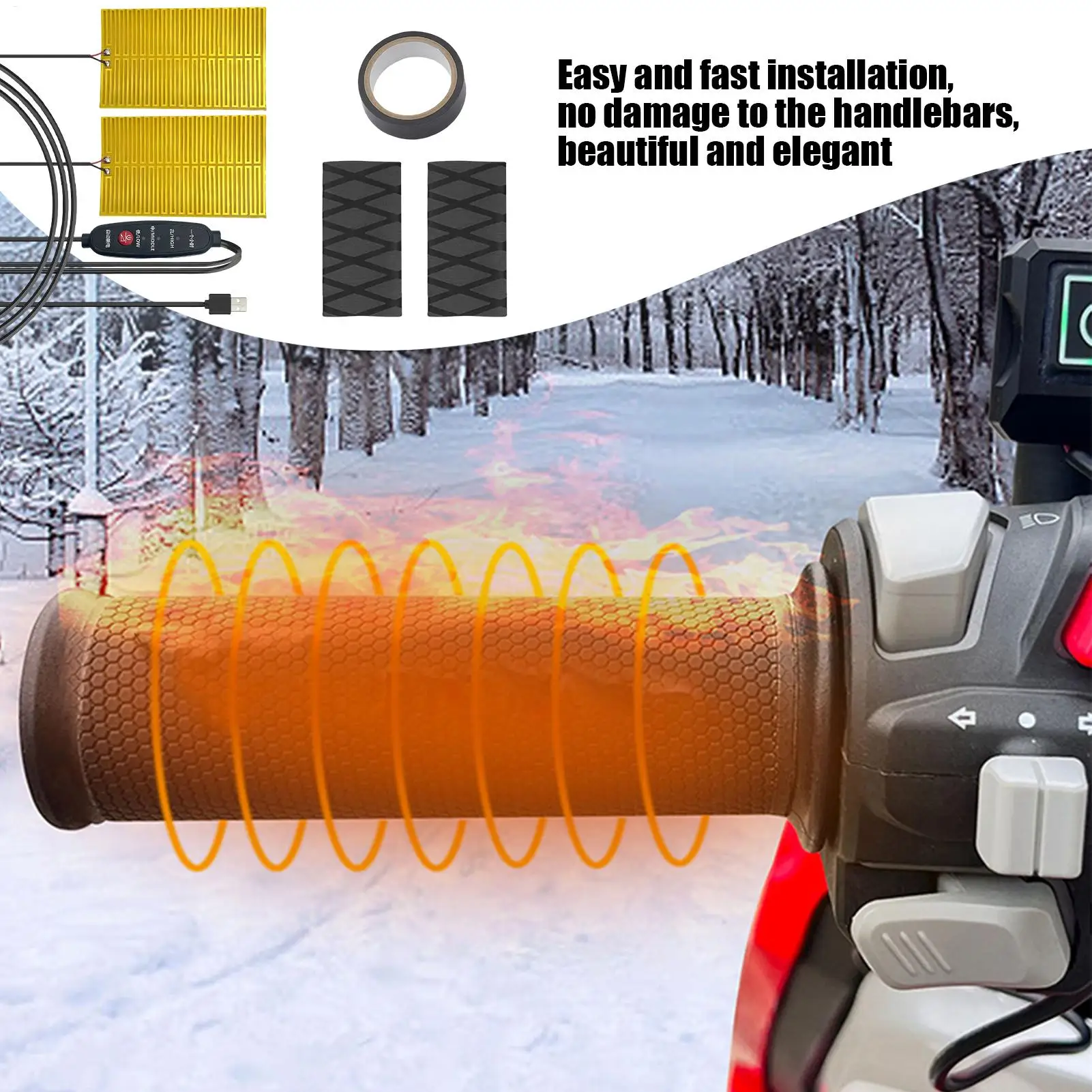 For Scooter Motorcycle Hand Grips Heated Handle Cover Motorcycle Warmer Electric Sleeve For Winter Automotive Atv Scooter Bike
