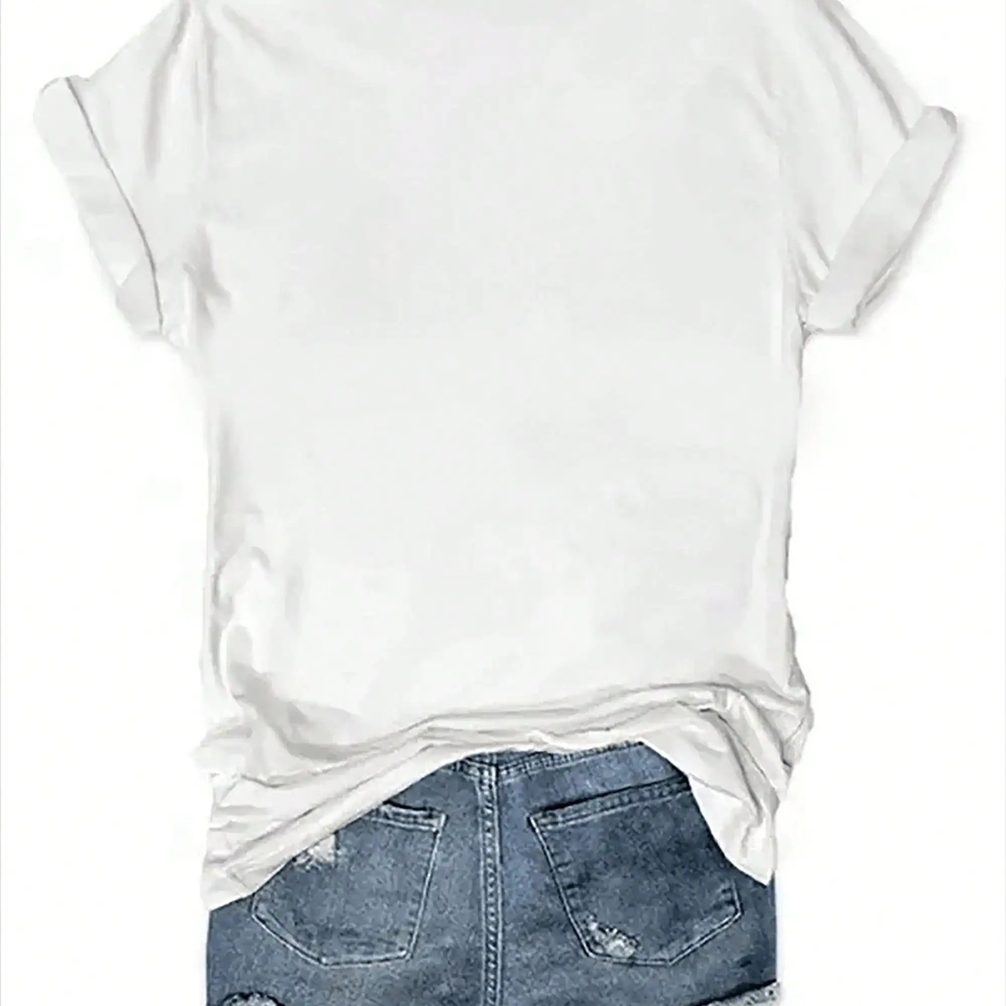 Printed Pattern, Suitable For Girls And Women's Short Round Neck T-Shirt, Summer Top, Suitable For Outdoor, Work Or Leisure Daily Loose T-Shirt