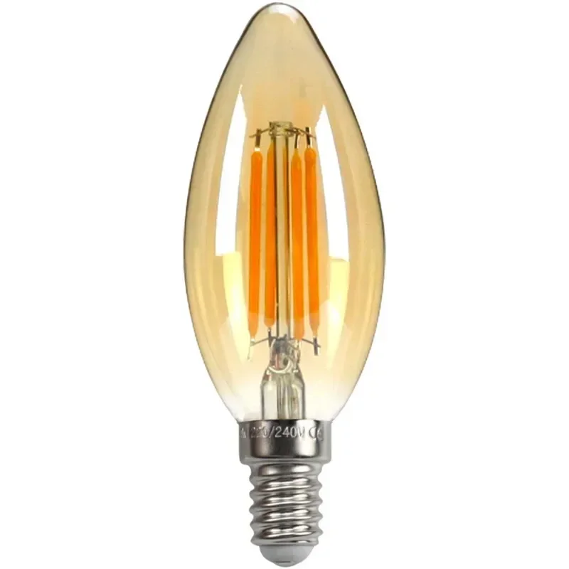 1PC lampadina Edison lampada a LED E2 7 e14 illuminazione a vite C35 lampada a filamento retrò a coda di trazione oro trasparente