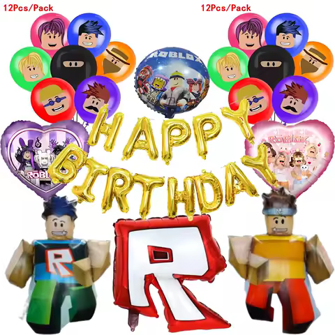Roblox Birthday Party Balloons Latex Aluminum film Balloon Sets Baby Shower for kids Birthday Party Decorations Supplies Gifts