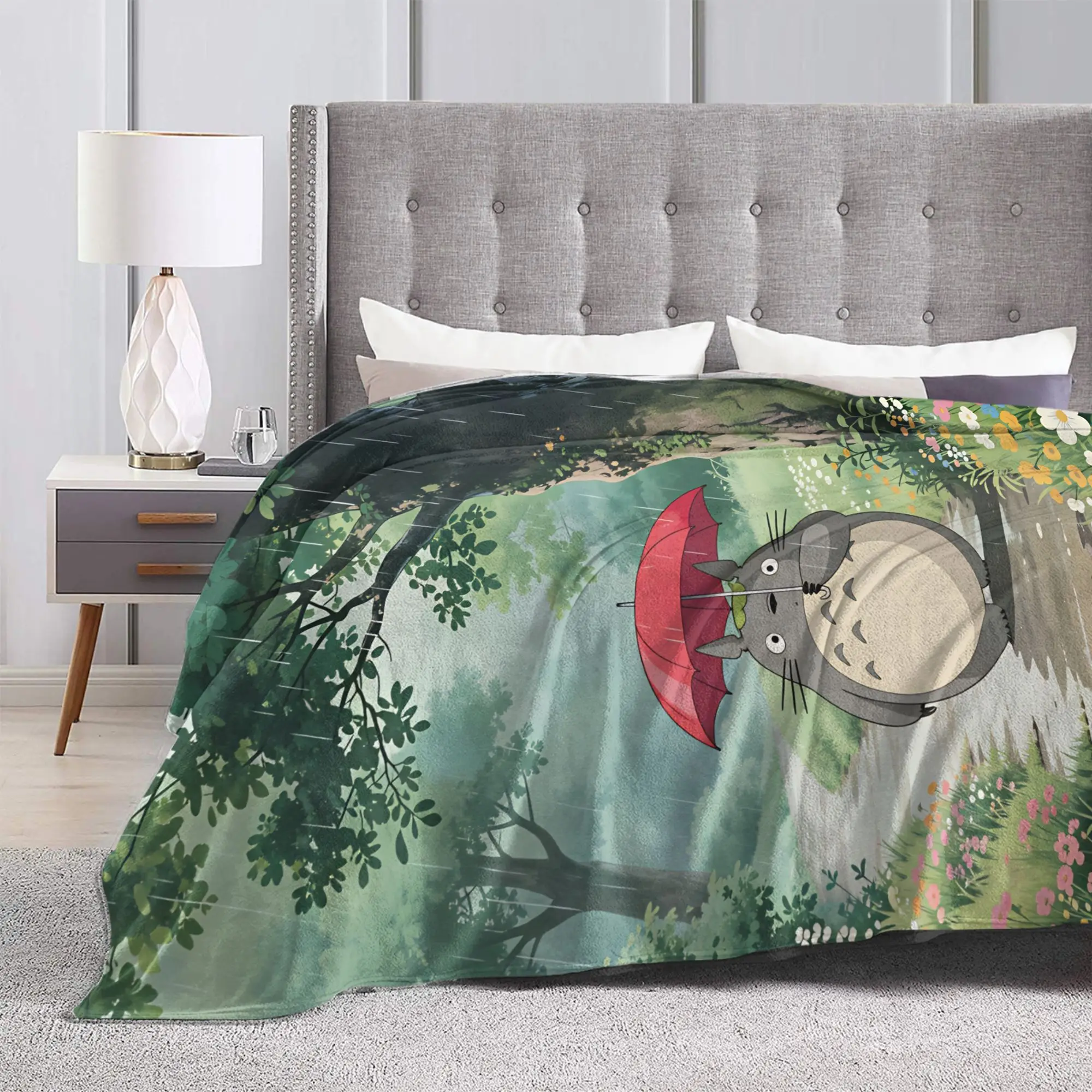 Totoro Super Warm Blanket  Camping Plush Throw Blanket Novelty Outdoor Flannel Bedspread Sofa Bed Cover view 3