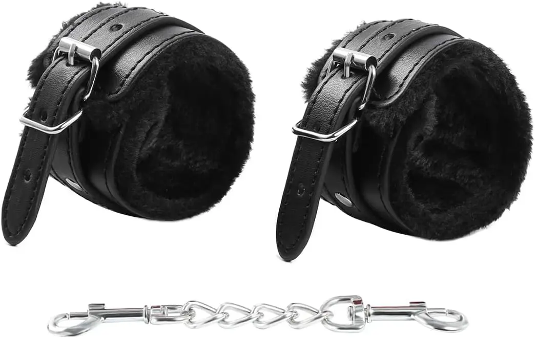 

Furry Handcuffs Soft Handcuffs with Polyester Blindfold Kit for Women Sex Play