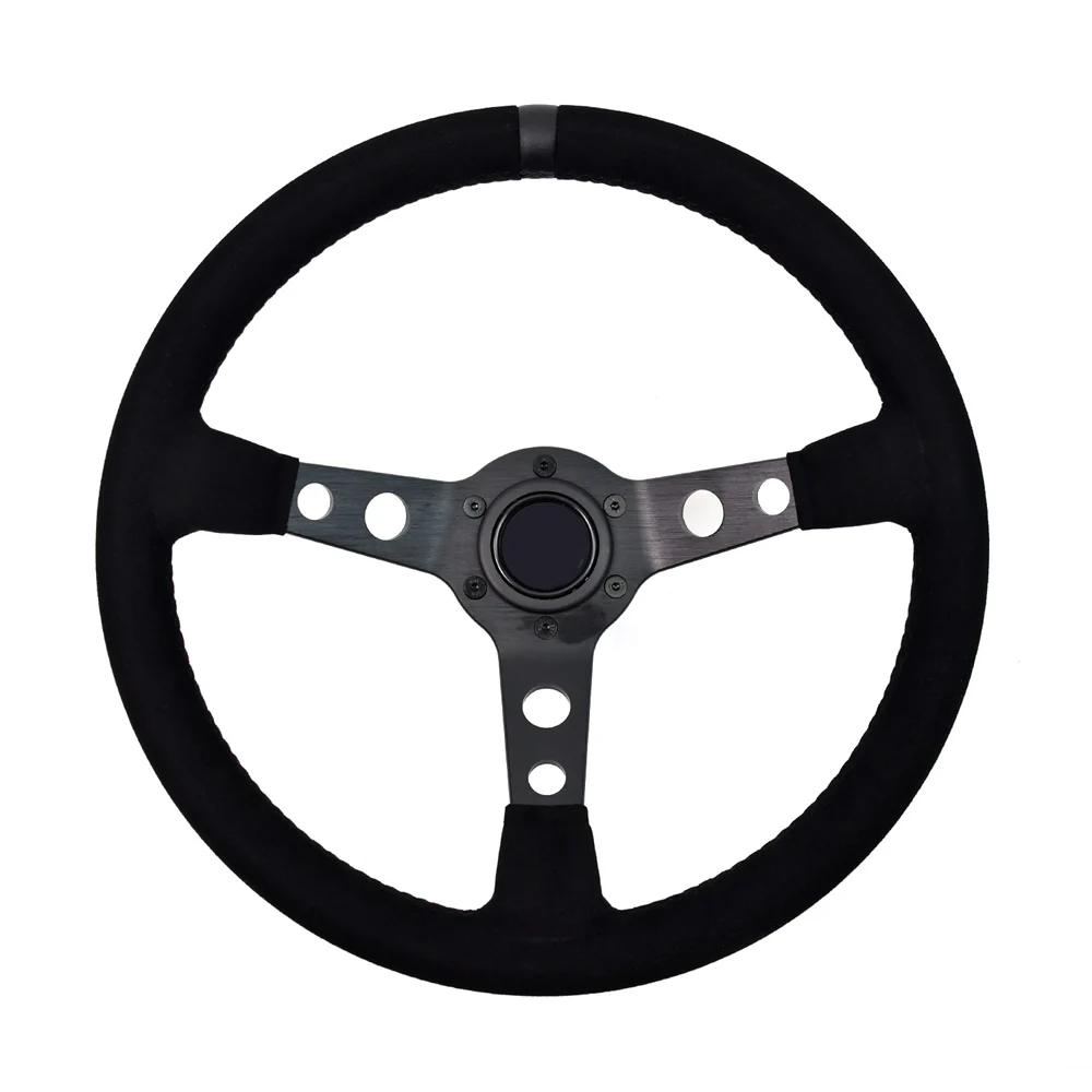 

14inch 350mm Black Edition Steering Wheel Genuine leather Deep Concave Drift JDM Racing Steering Wheel for Game
