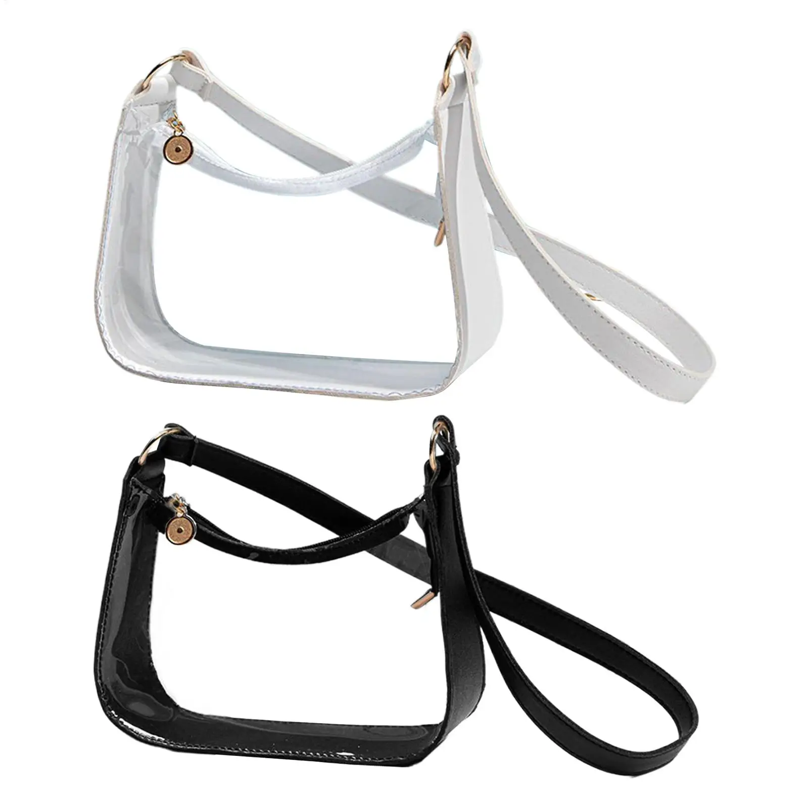 Candy Color Transparent Shoulder Bag Daily Zipper PVC Clear Jelly Bag Small Purses Women Girls