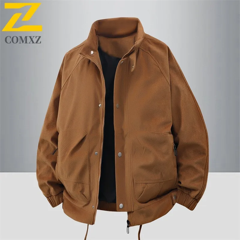 

COMXZ Baseball Mens Jacket Leisure Baseball Collar Outdoor Camping Lightweight Coat Casual Pocket Decoration Autumn Windbreaker