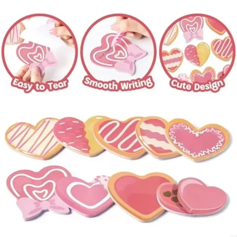 D57D 9pcs Diseños forma corazón corazón Pad Sticking Pad Pad Notes Pad Notas notas