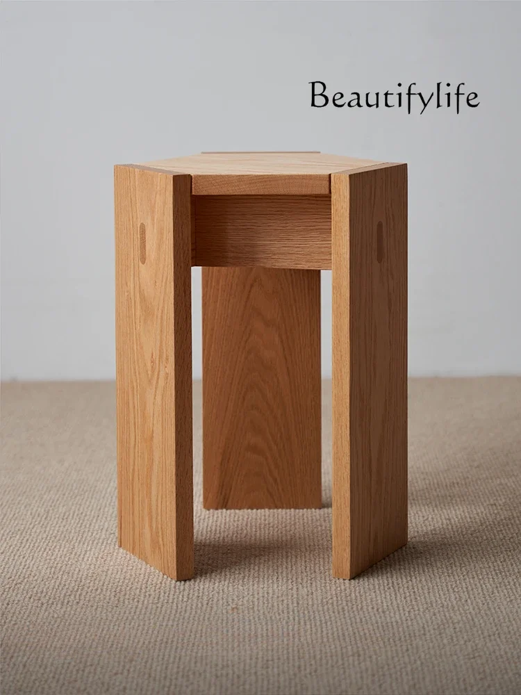 Nordic log order stool Solid wood chair Household makeup stool Chinese stackable dining table stool