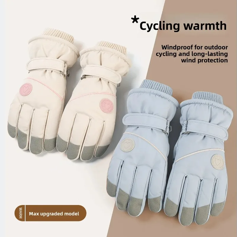 Warme Handschuhe für Damen im Winter, verdickt und plüschig, um Kälte zu verhindern. Winterfahrradhandschuhe