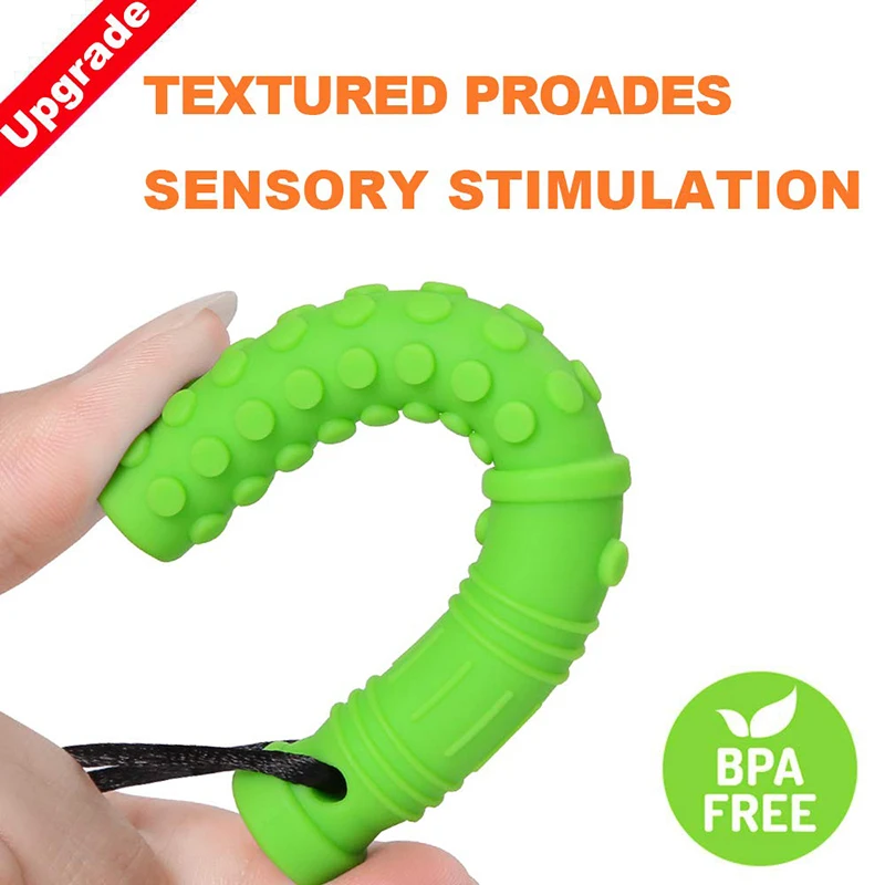 6 قطعة القلائد المضغ الحسية للبنين بنات الغذاء الصف سيليكون محرك الفم الإيدز مضغ قلادة محكم فقاعة للتوحد ADHD #4