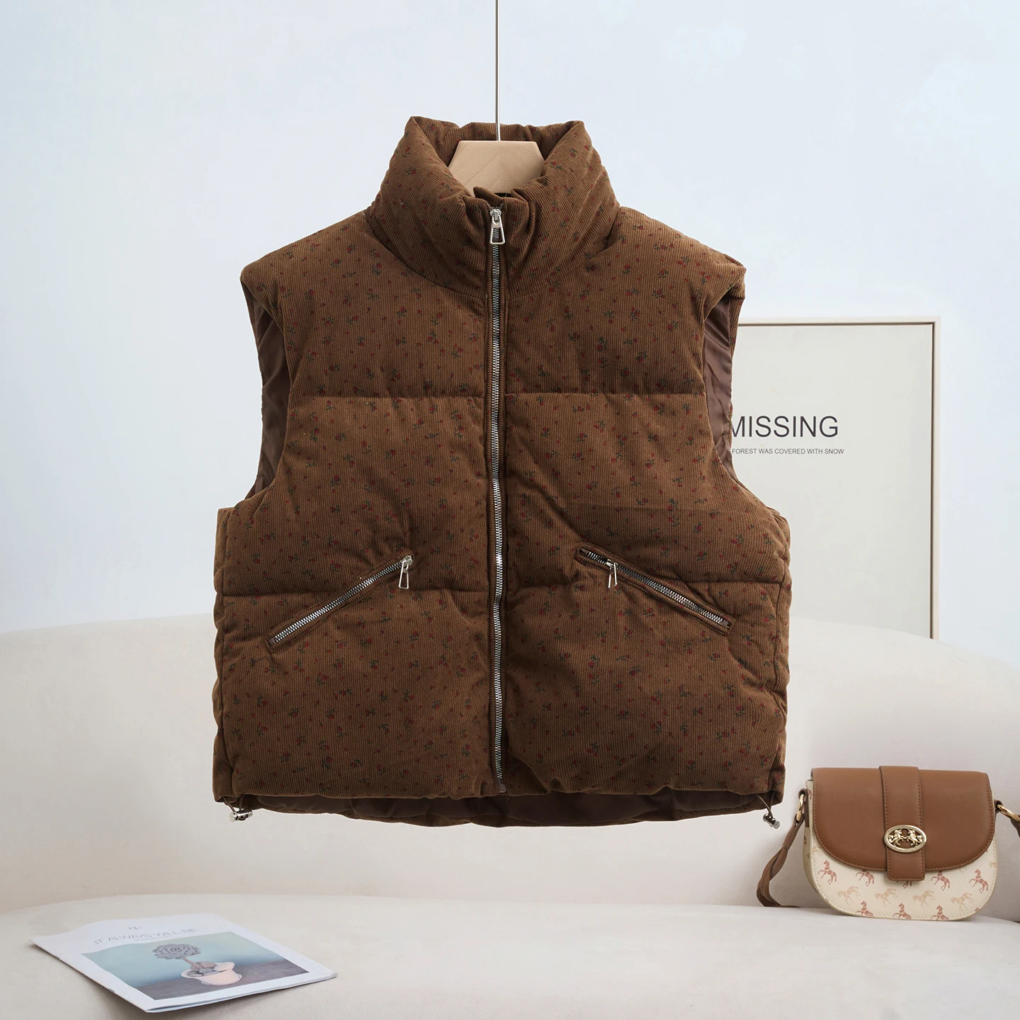 Colete Puffer Floral Ditsy Fem - Puffer Vest Fashion Women avaliação e preço