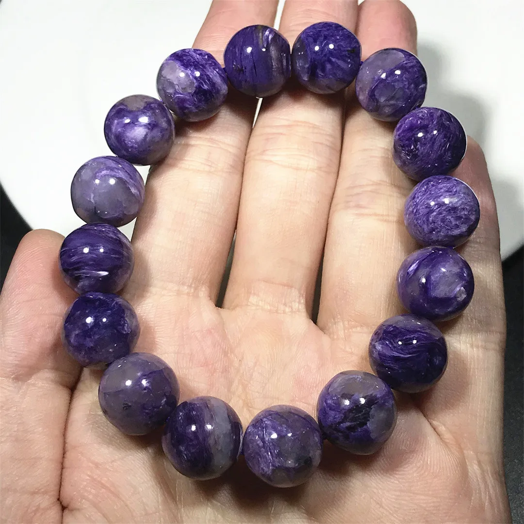 

13mm Natural Purple Charoite Stone Bracelet For Women Men Luck Healing Gift Crystal Energy Beads Strands Jewelry AAAAA