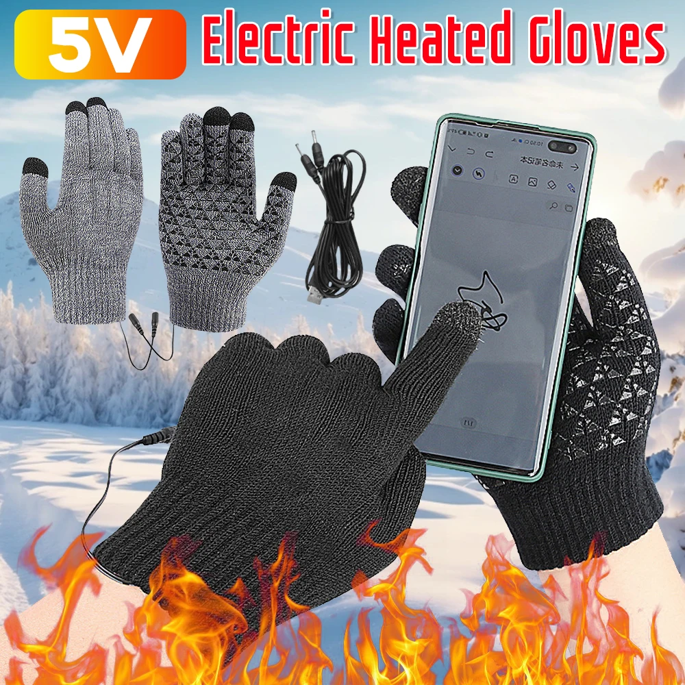 Gants chauffants USB pour écran tactile, thermiques, coupe-vent, chauds, chauffe-doigts complets, hiver, ski en plein air, randonnée pour hommes et femmes