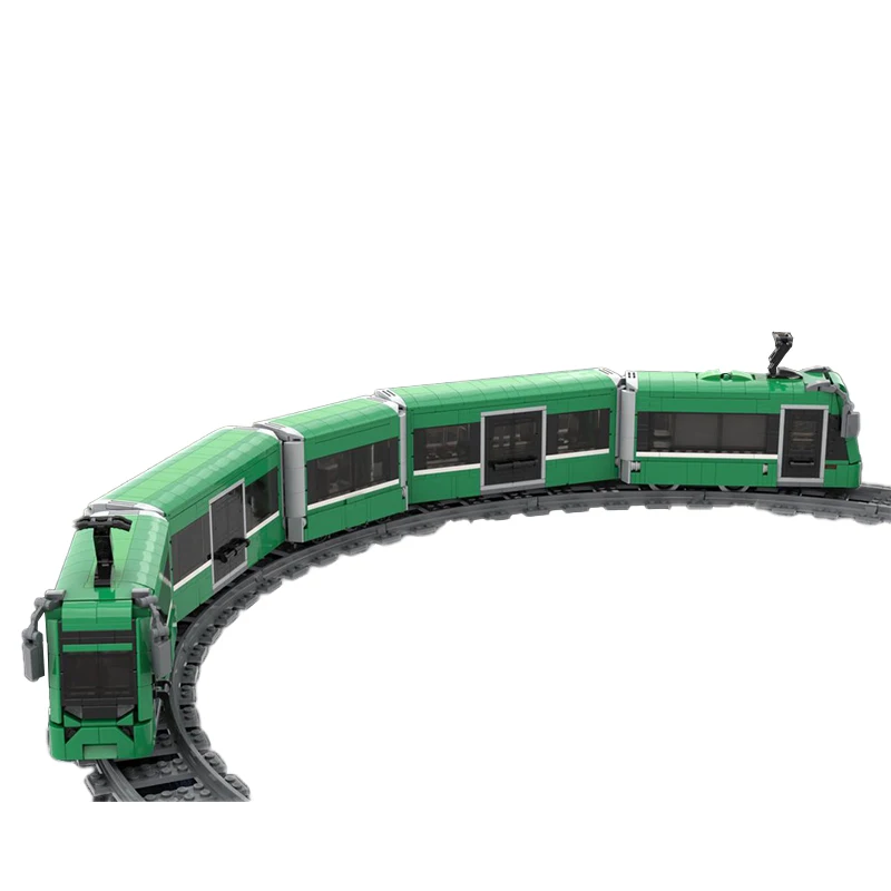 MOC-196019 Mini bloques de construcción de tranvía moderna, modelo de ensamblaje de cinco carros de tren, tecnología de alta tecnología, ladrillos, juguetes para niños, regalos