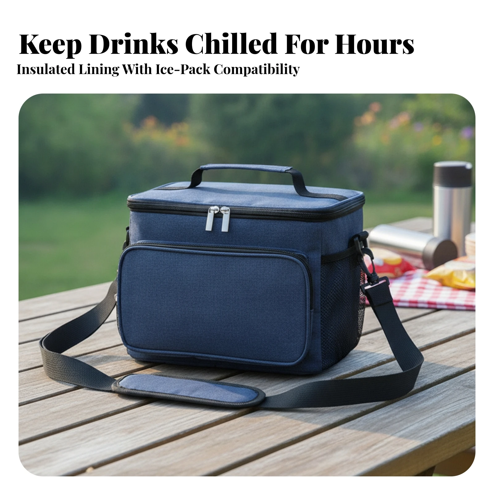 Insulated Tote Reusable Foldable Cooler Bag with Pockets for Picnics, Camping