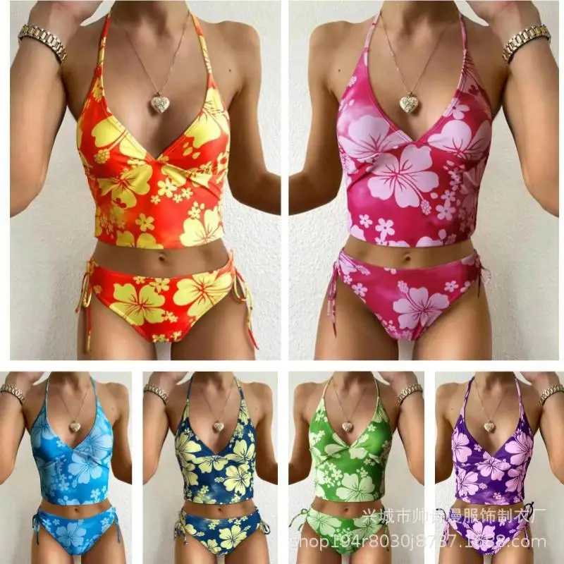 New Swimsuit Lady Sexy Printed High Waist Bikini Split Swimsuit Bikini