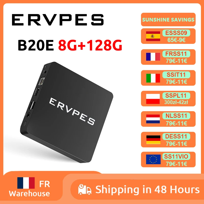 Mini PC ERVPES B20E Windows 11 Pro 8 Go de RAM 128 Go SSD Intel 6500Y Micro-ordinateur de bureau Wifi double bande Mini PC
