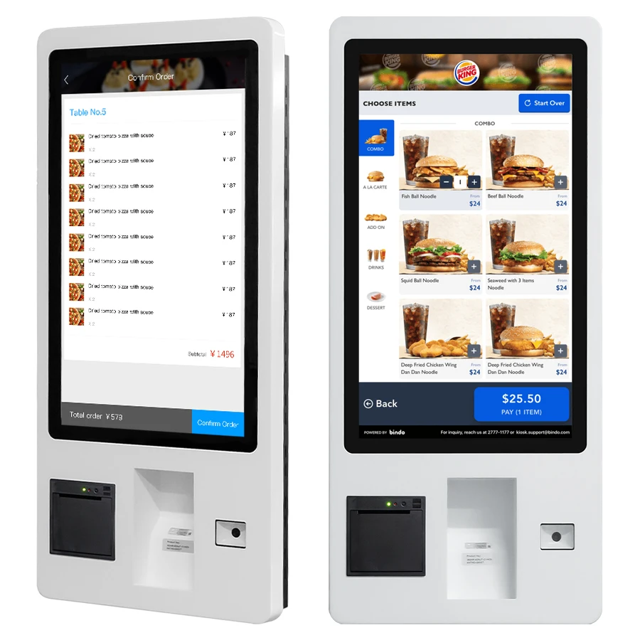 Touch Screen Food Ordering Machine Self-service Kiosk for Restaurant Floor Standing / Wall Mounted Capacitive