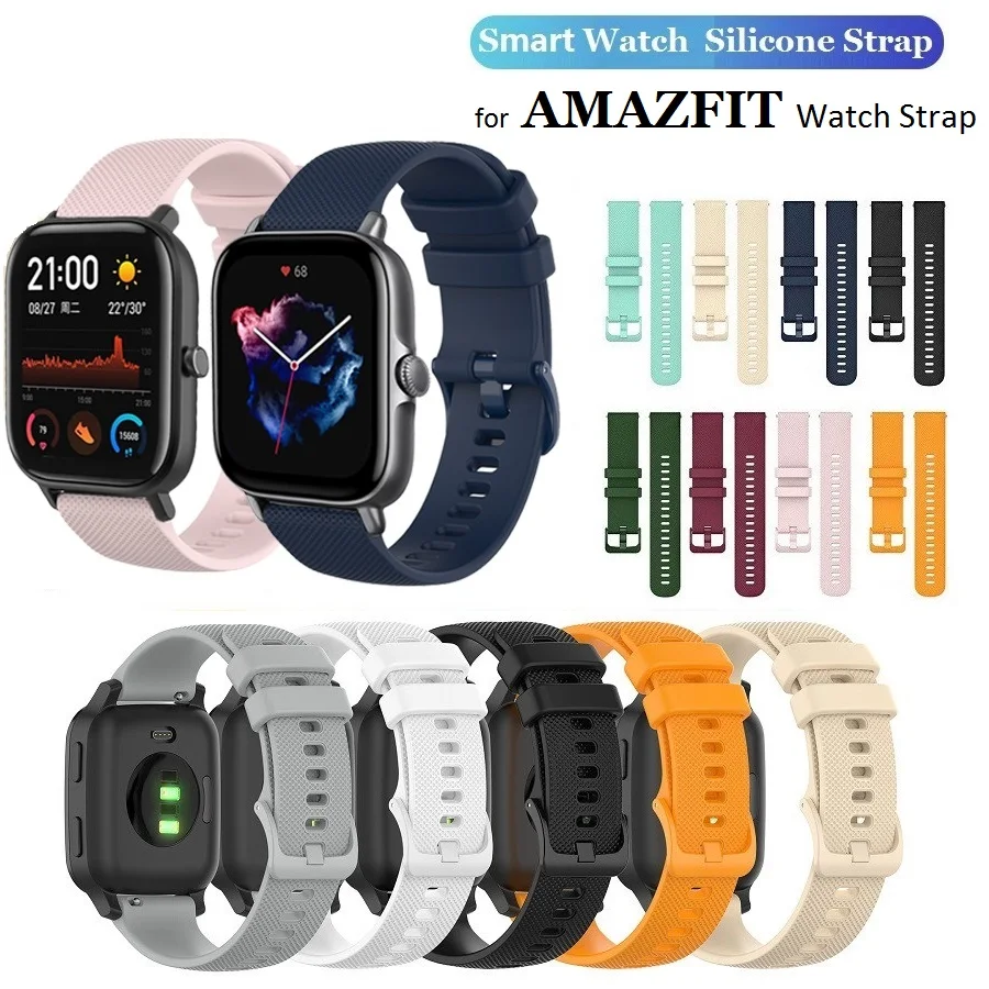 20mm 22mm Watch Strap for Amazfit GTR4 GTR3 GTR 2E GTS3 GTS2 GTS 4 Mini Bip3 U/Pop Pro ZEPP Silicone Bracelet Watchband