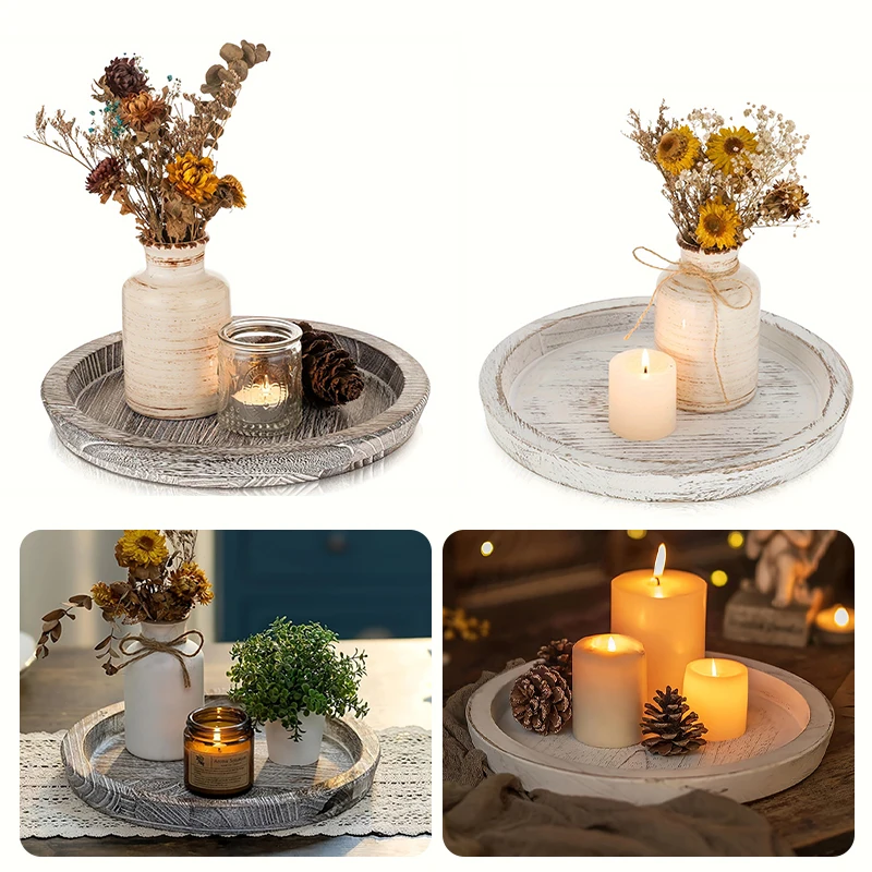 New Wooden Tray Fruit Storage Tray Candle Holder Multifunctional Tray Candle Holder Tray Kitchen Countertops Home Decoration 1