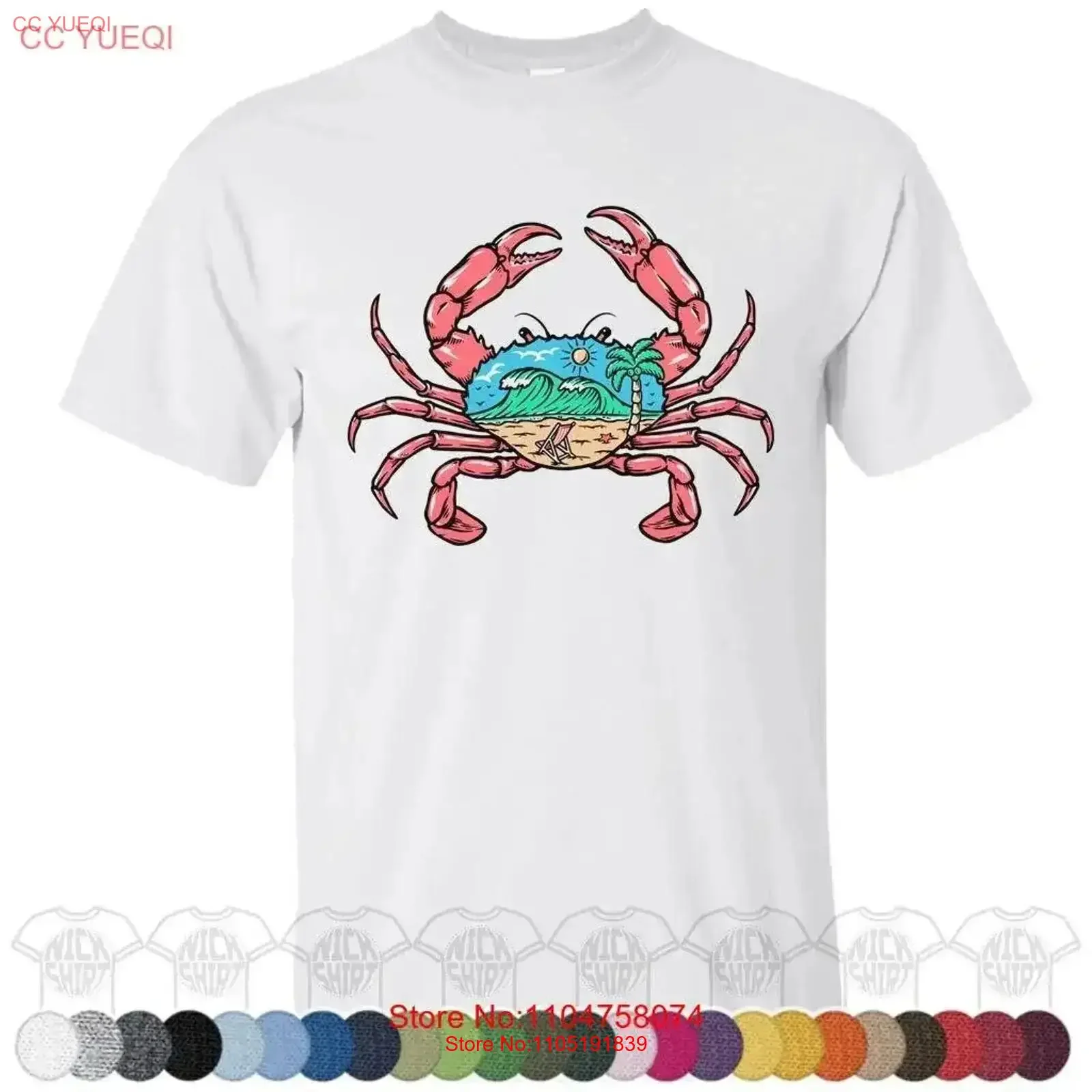 

California Beach Sunshine Sand Palm Cravan Surf Wave Vacation Футболка с красным крабом винтажная мытая слегка топ для повседневной носки