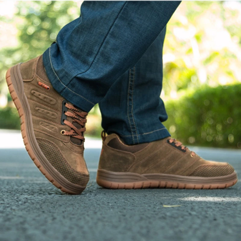 Chaussures de randonnée à lacets en cuir véritable pour hommes, baskets décontractées, résistantes à l'usure, jogging en plein air, nouveau style classique