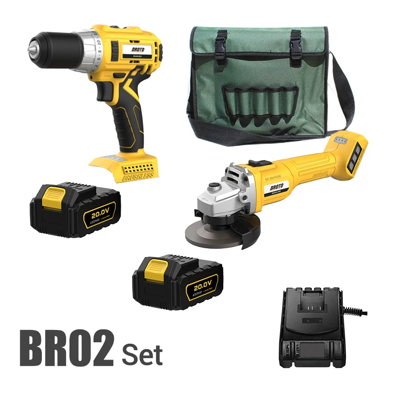 Power Drills Electric 20V Battery Combo Set 2pcs 4pcs Power Tools Combo Kit Cordless Tool Kits