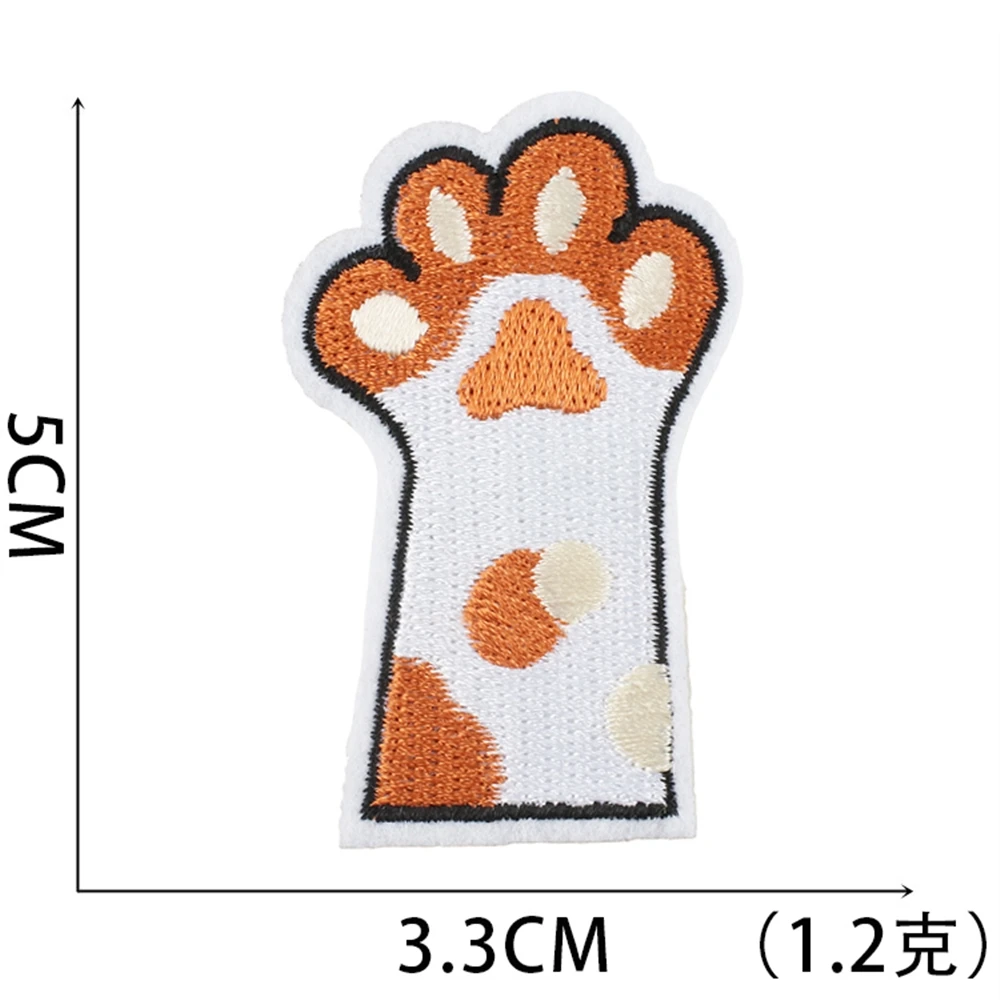 Patch for Clothing Sewing Stickers Iron On Patches Cat Paw Embroidery Fusible Applique Badge Backpack Decoration Stripe