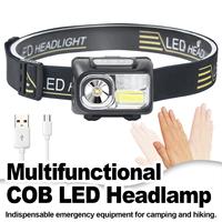 Rechargeable 5 Modes Led Cob Headlamp Camping Flashlight Head Lantern Motion Sensor Night Hiking Outdoor Portable Working Lights